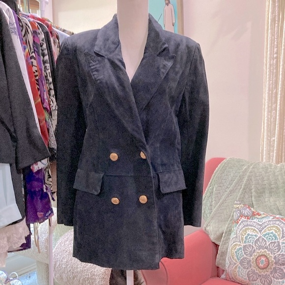 Avanti Jackets & Blazers - Navy Blue Suede Leather